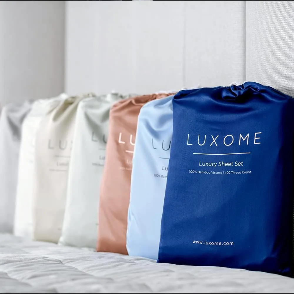 LUXOME Luxury Sheet Set | 100% Rayon (Viscose) from Bamboo | King Size - Blush | Deep Pockets | 4-Piece Set (Fitted, Flat, 2 Pillowcases)