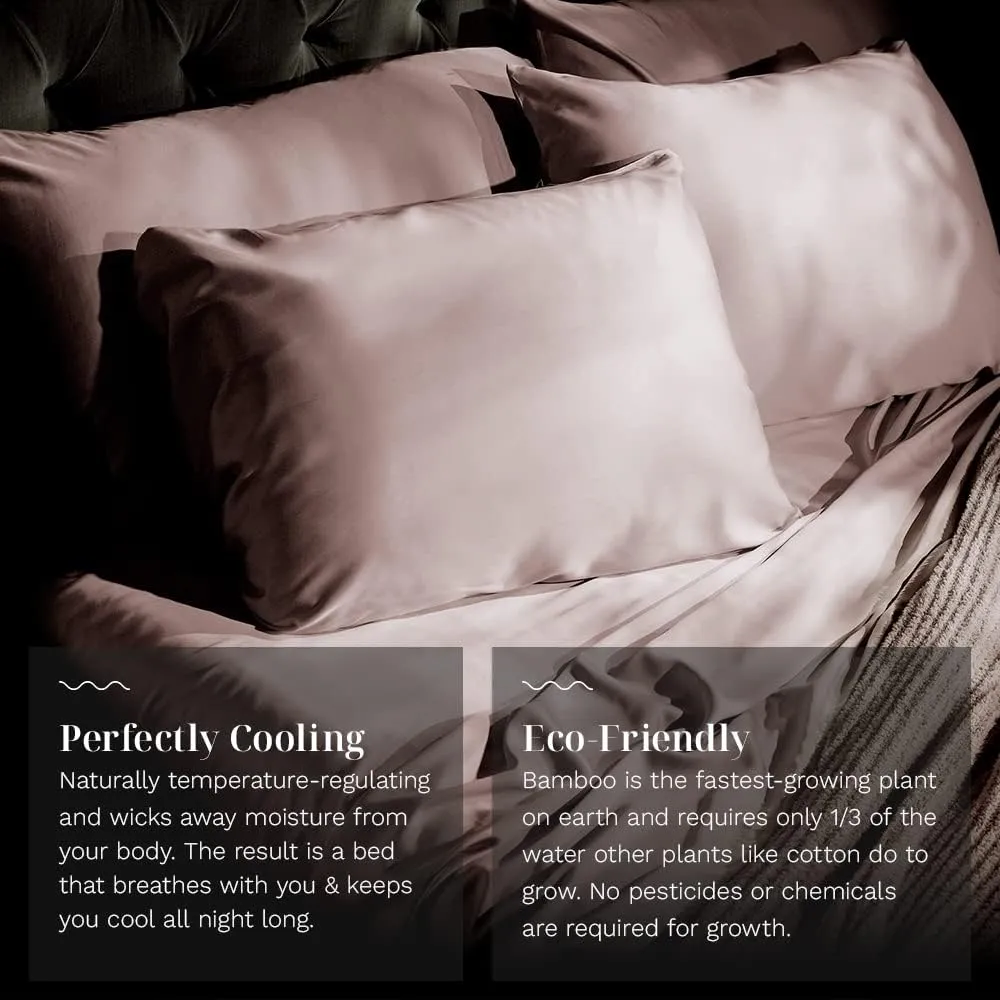 LUXOME Luxury Sheet Set | 100% Rayon (Viscose) from Bamboo | King Size - Blush | Deep Pockets | 4-Piece Set (Fitted, Flat, 2 Pillowcases)