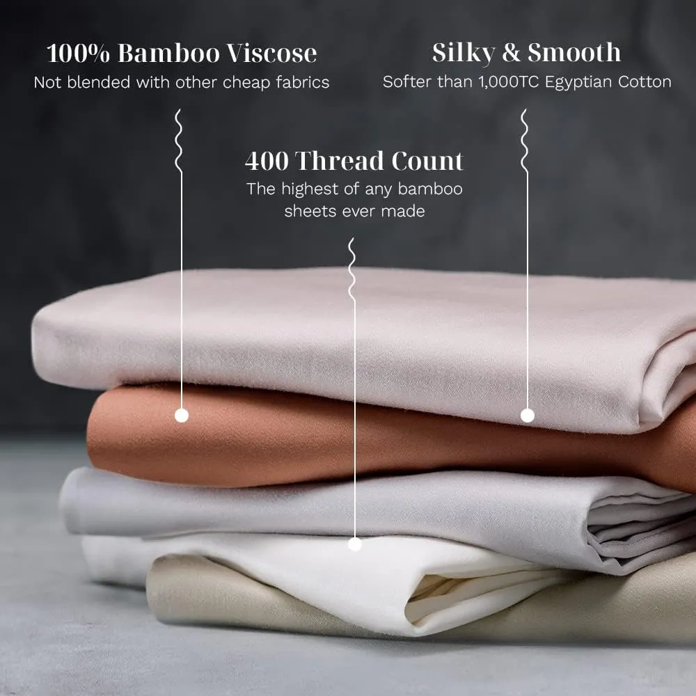 LUXOME Luxury Sheet Set | 100% Rayon (Viscose) from Bamboo | King Size - Blush | Deep Pockets | 4-Piece Set (Fitted, Flat, 2 Pillowcases)