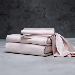 LUXOME Luxury Sheet Set | 100% Rayon (Viscose) from Bamboo | King Size - Blush | Deep Pockets | 4-Piece Set (Fitted, Flat, 2 Pillowcases)