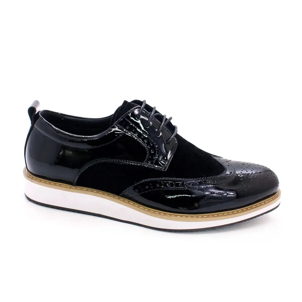 Luxury Brand Large Size Men's Flat Sneakers 6 to 13 Patent Leather Lace-up Black White Casual Shoes for Men