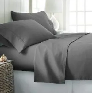 Luxury Hotel Sheet 620 Thread Count 100% Egyptian Cotton Deep Pocket Sateen Weave Sheet Set Queen (60" X 80") Elephant Grey Solid Fit Mattress Upto 15-18 Inch Deep