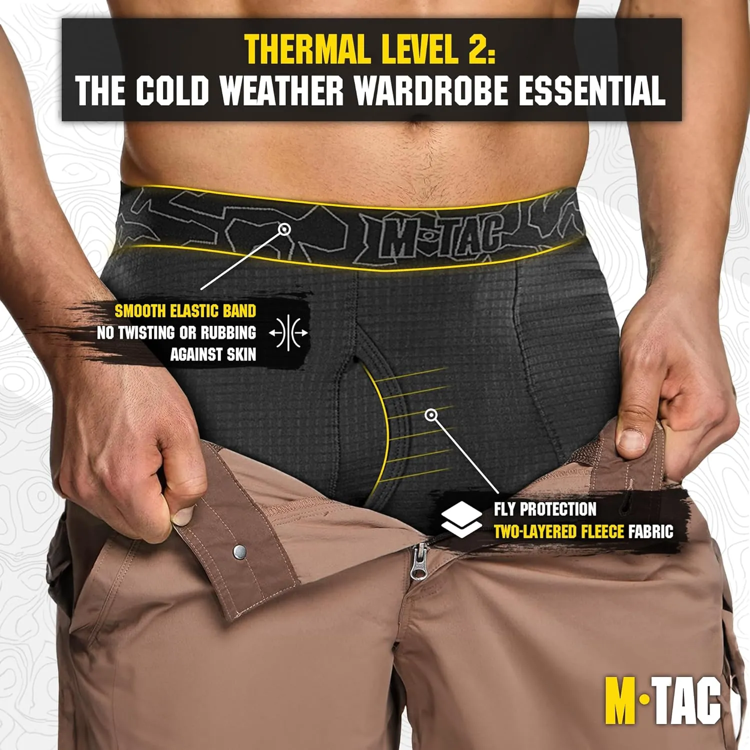 M-Tac Mens Bottoms Thermal Underwear for Men Fleece Lined Compression Pants Base Level 2