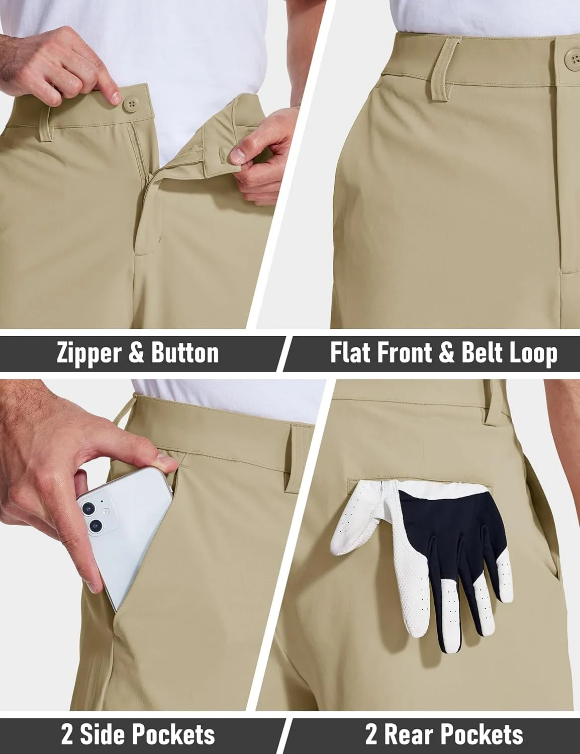 MAGCOMSEN Men's Golf Shorts 9 Inch Inseam Quick Dry Casual Shorts Stretch Hiking Dress Work Shorts with 4 Pockets Flat Front
