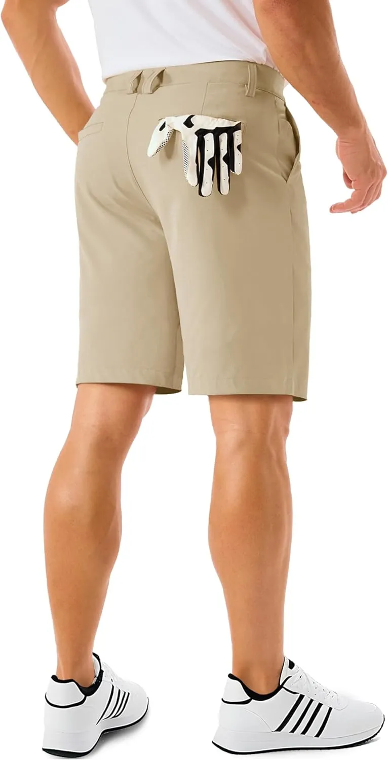 MAGCOMSEN Men's Golf Shorts 9 Inch Inseam Quick Dry Casual Shorts Stretch Hiking Dress Work Shorts with 4 Pockets Flat Front