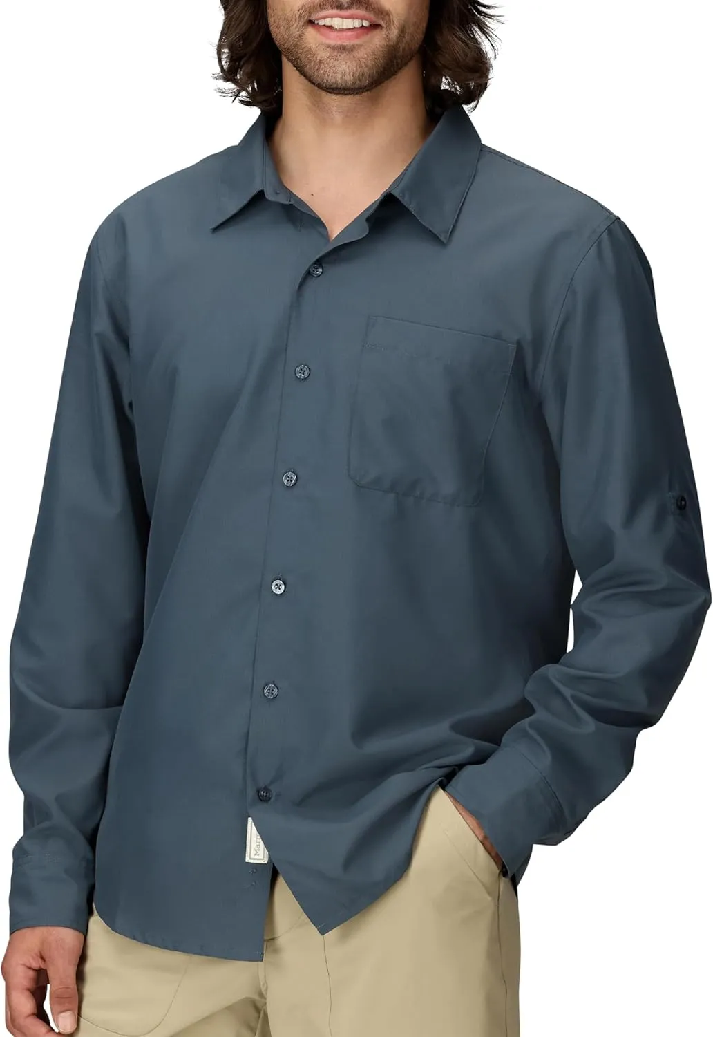 MARMOT Men's Aerobora Long Sleeve Button-Down Shirt - Lightweight, Packable, Quick-Drying UPF Protection