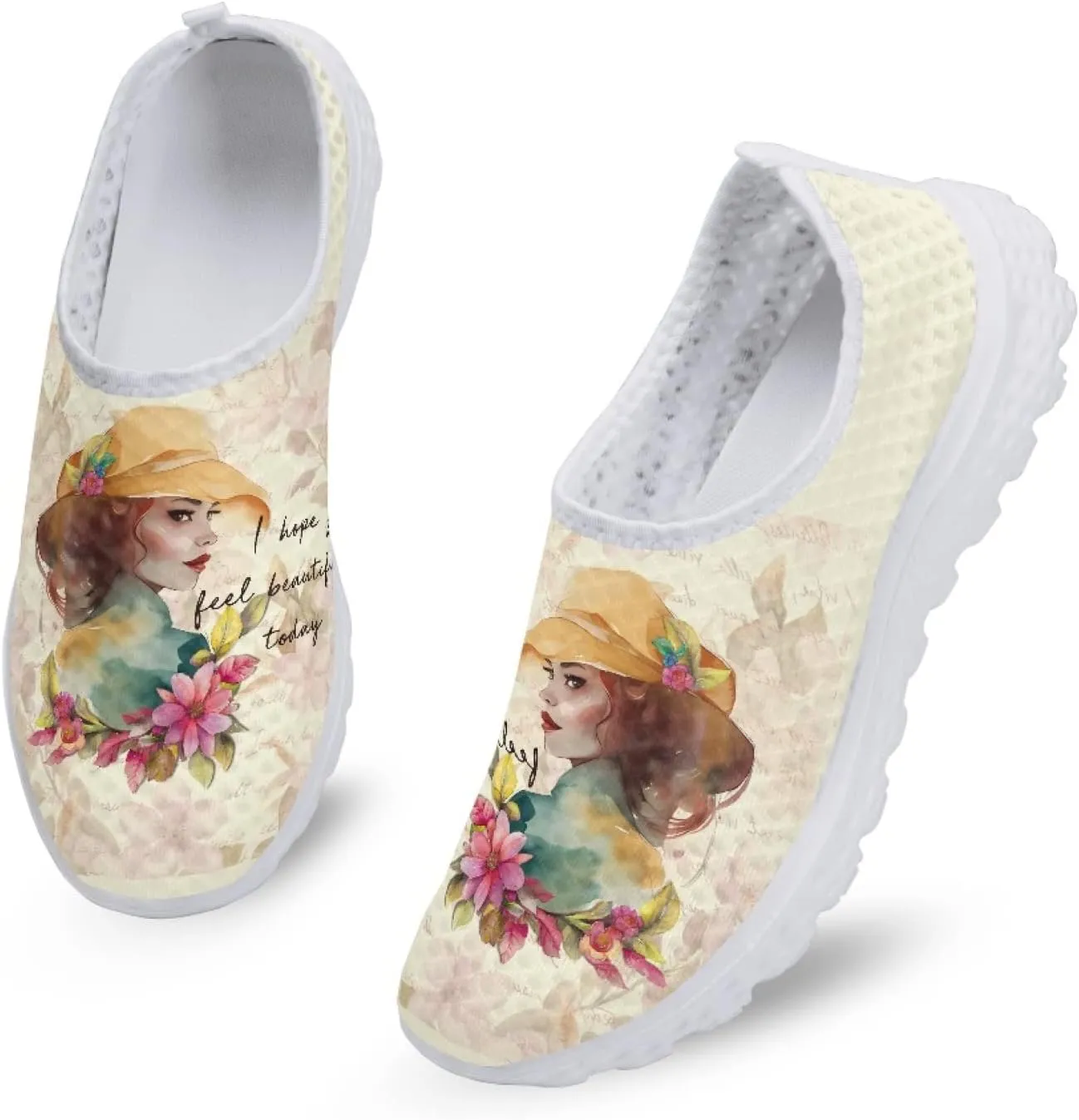 MARSVOVO Walking Shoes for Women with Arch Support and Comfort Lightweight Flexible Breathable Athletic Womens Sneakers Classic Flat Print Fashion Resistant Tennis Non Slip Work Shoes Women