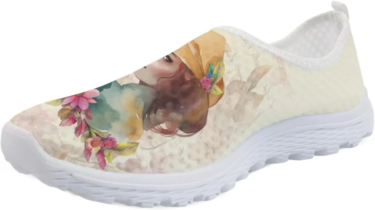 MARSVOVO Walking Shoes for Women with Arch Support and Comfort Lightweight Flexible Breathable Athletic Womens Sneakers Classic Flat Print Fashion Resistant Tennis Non Slip Work Shoes Women