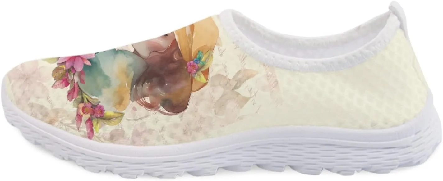 MARSVOVO Walking Shoes for Women with Arch Support and Comfort Lightweight Flexible Breathable Athletic Womens Sneakers Classic Flat Print Fashion Resistant Tennis Non Slip Work Shoes Women