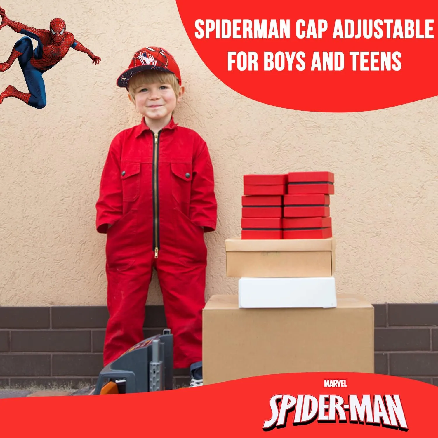 Marvel Spiderman Hat for Boys, Breathable Spiderman Baseball Cap for Toddlers, Boys Ages 3-9