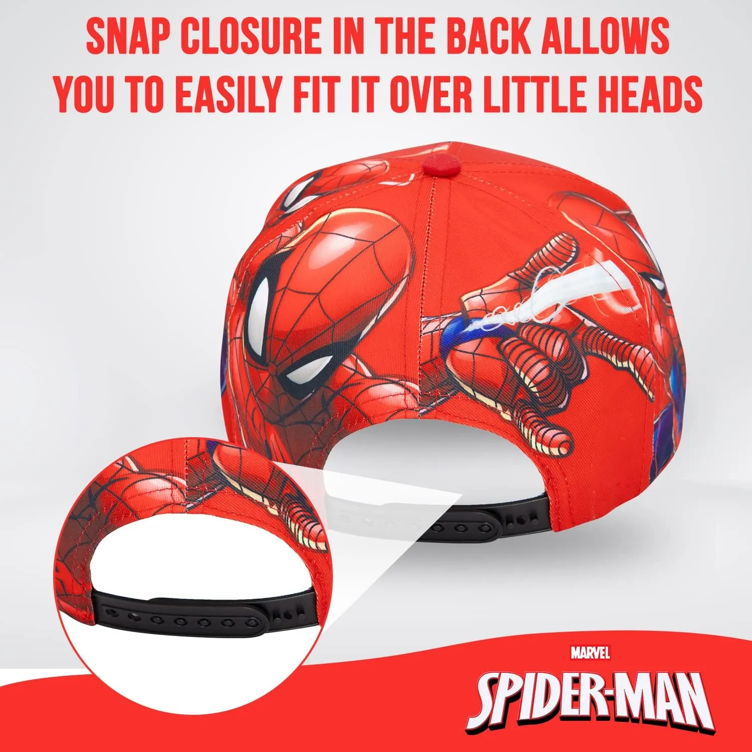 Marvel Spiderman Hat for Boys, Breathable Spiderman Baseball Cap for Toddlers, Boys Ages 3-9