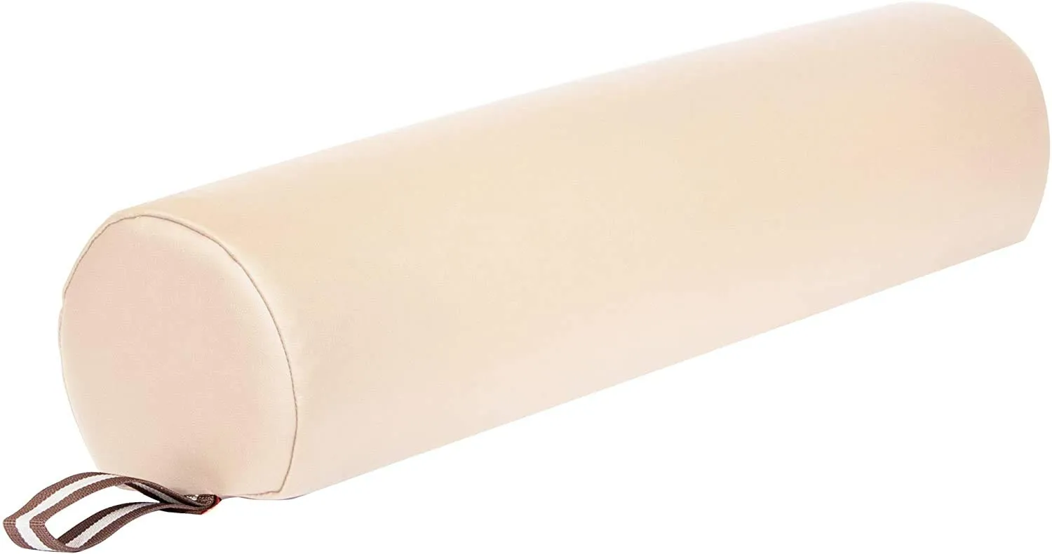 Master Massage Massage Bolster,Pillow Cushion, PU Upholstery, 100% Memory Foam, for Massage/Spa/Beauty/Tattoo/Back Pain Relief, (6" 3/4-round, Cream)