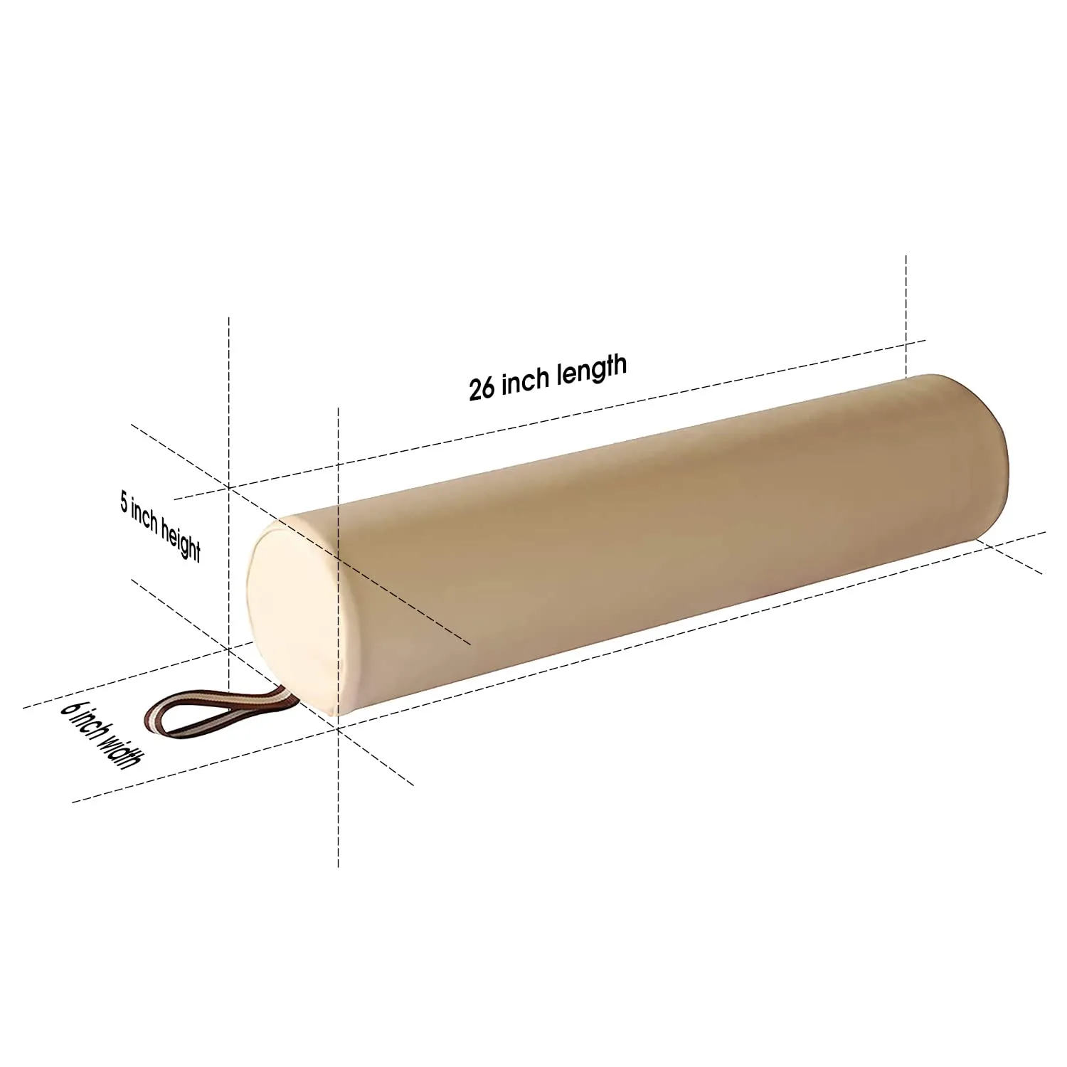 Master Massage Massage Bolster,Pillow Cushion, PU Upholstery, 100% Memory Foam, for Massage/Spa/Beauty/Tattoo/Back Pain Relief, (6" 3/4-round, Cream)