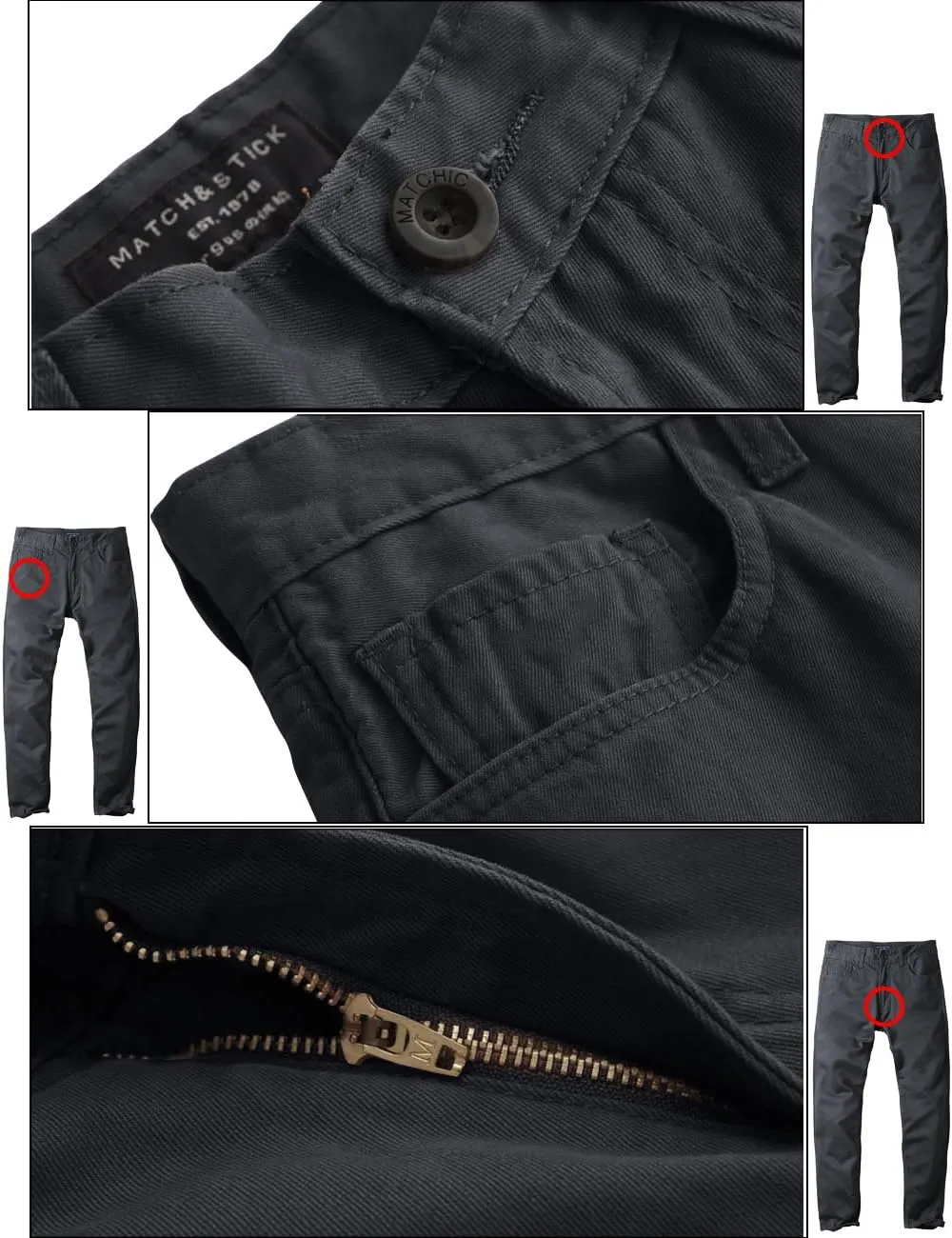Match Men's Casual Wild Cargo Pants Outdoors Work Wear #6531