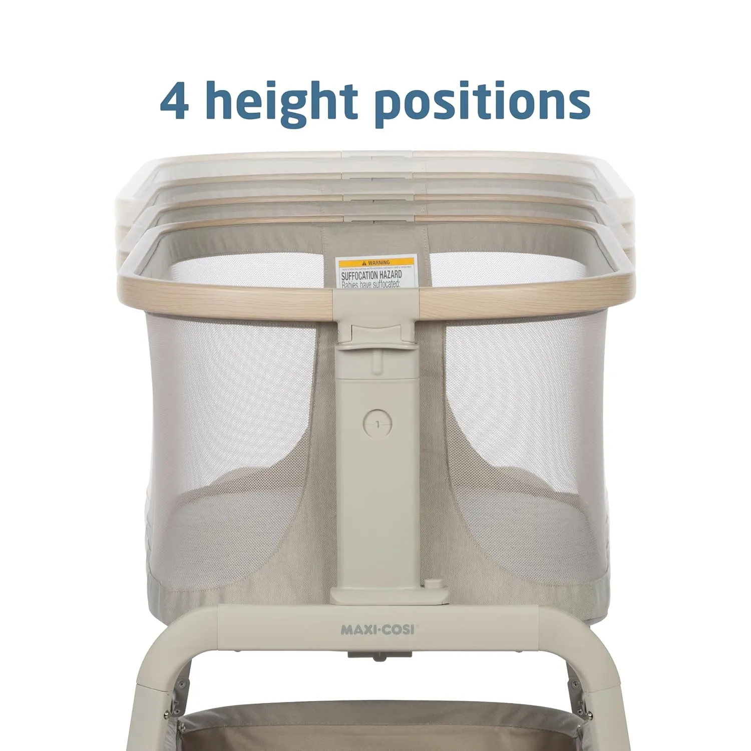 Maxi-Cosi Iora Baby Bassinets Bedside Sleeper, Portable Bassinet, Infant Bedside Sleeper Crib, Height Adjustable, Breathable Mesh, Large Storage Basket, Classic Oat