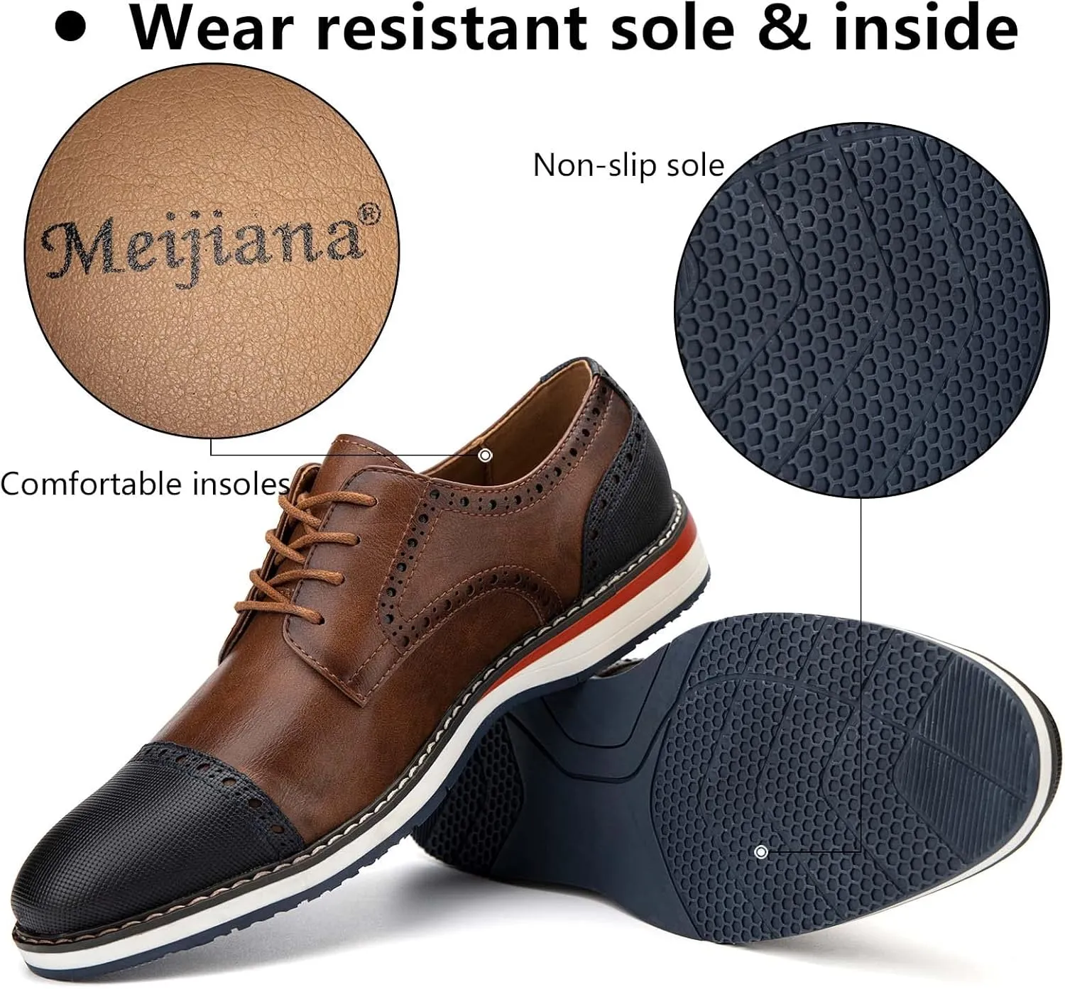 Meijiana Men's Oxfords Casual Dress Shoes Leather Lace Up Shoes for Men Business Oxford Shoes