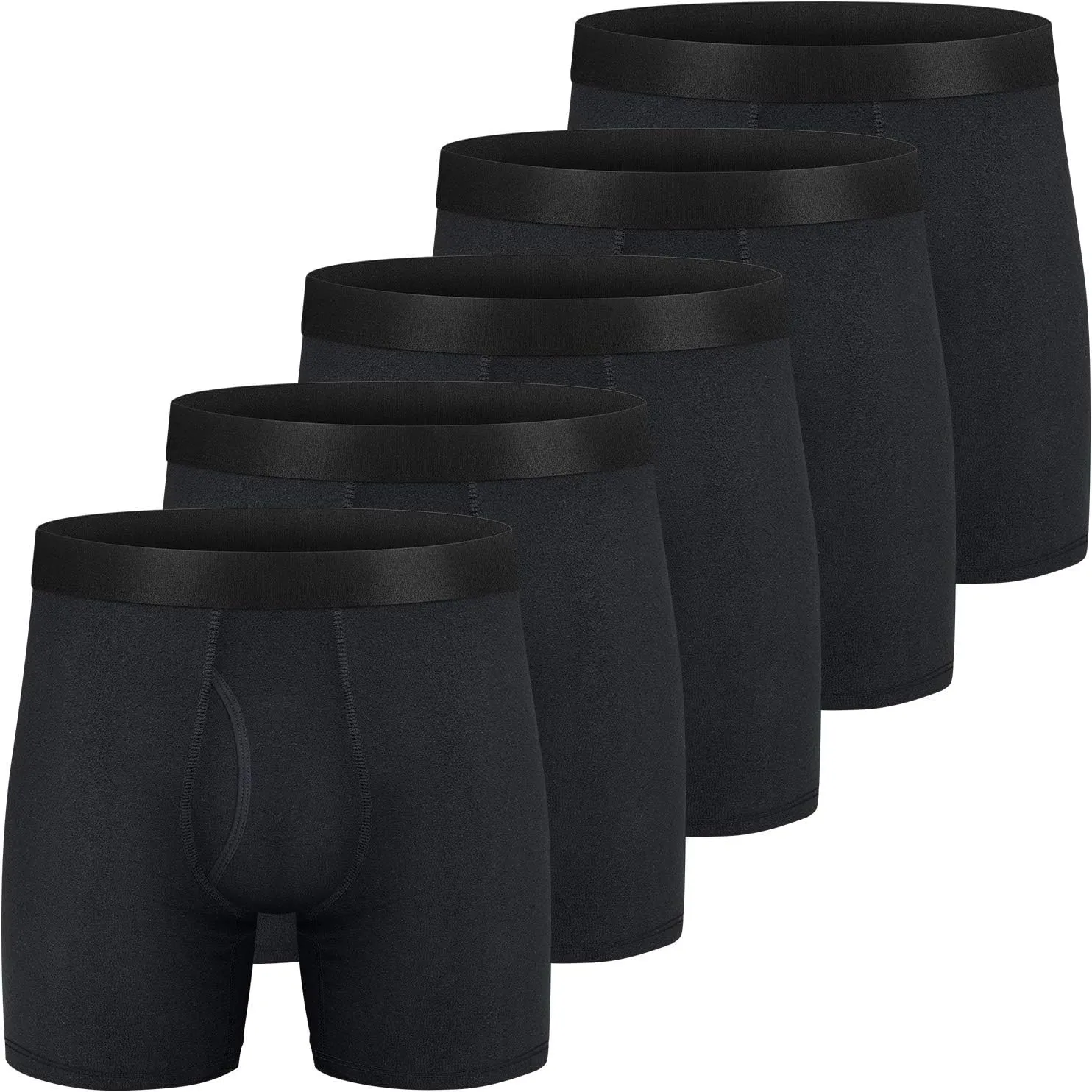 Mens Boxer Briefs Cotton Underwear Pack 6”no Ride up Regular Stretch Elastic Wide Band Boxer Briefs