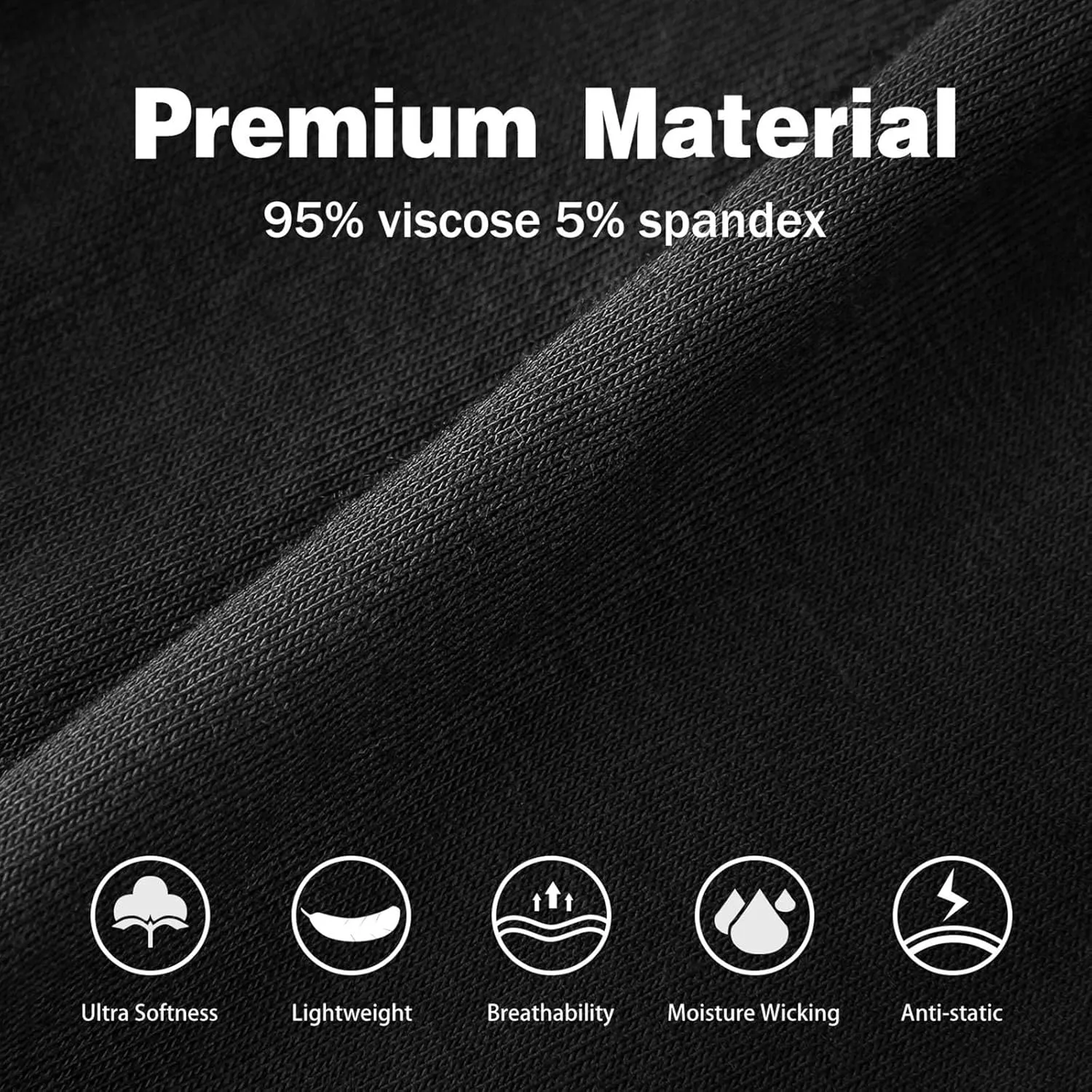 Men's Breathable Viscose Moisture Wicking No Roll Waistband Tagless Underwear Boxer Briefs, Pack of 5