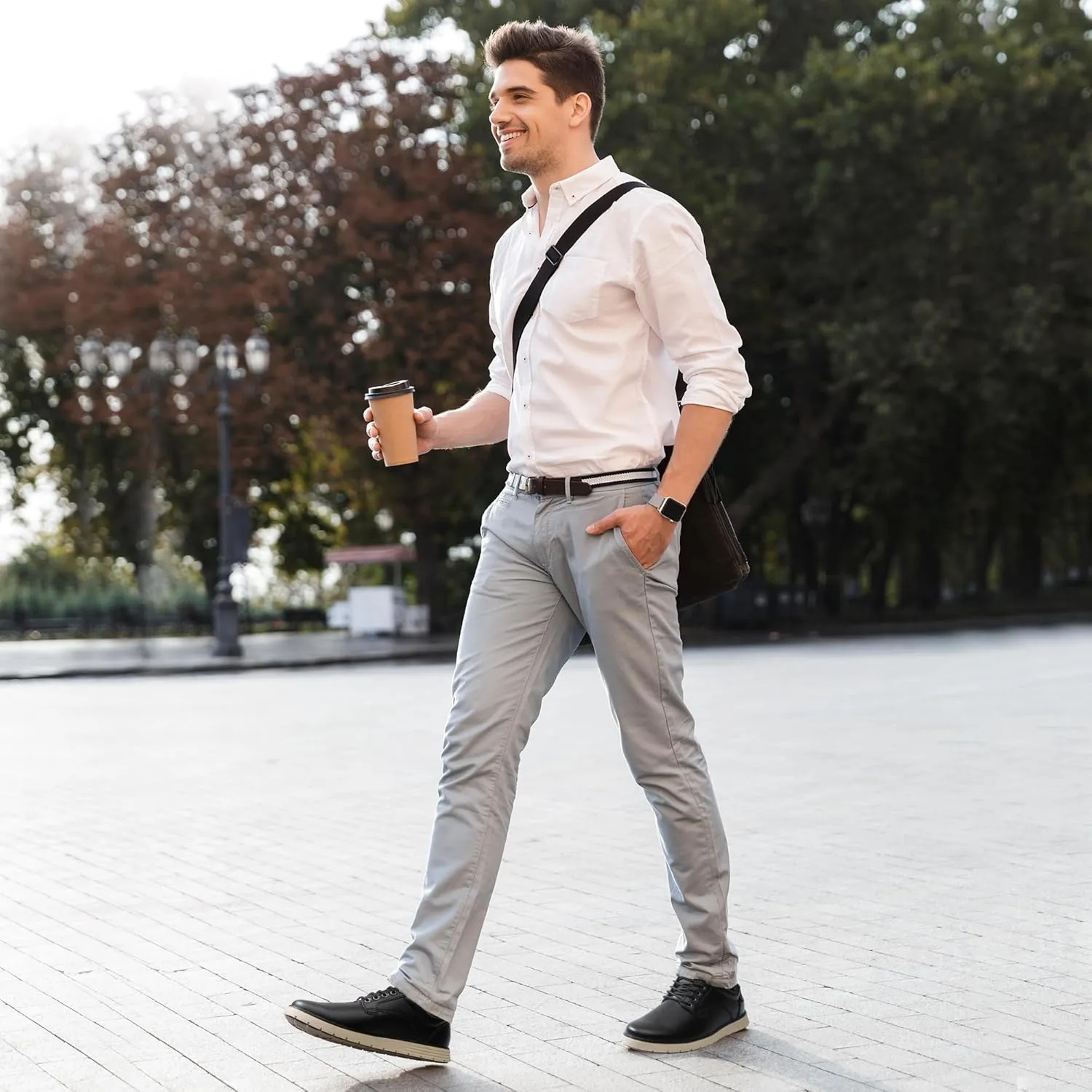 Men's Casual Dress Sneakers Lace Up Formal Oxfords Dress Shoes for Men Slip-on Comfortable Brown Shoes for Bussiness/Travel/Work