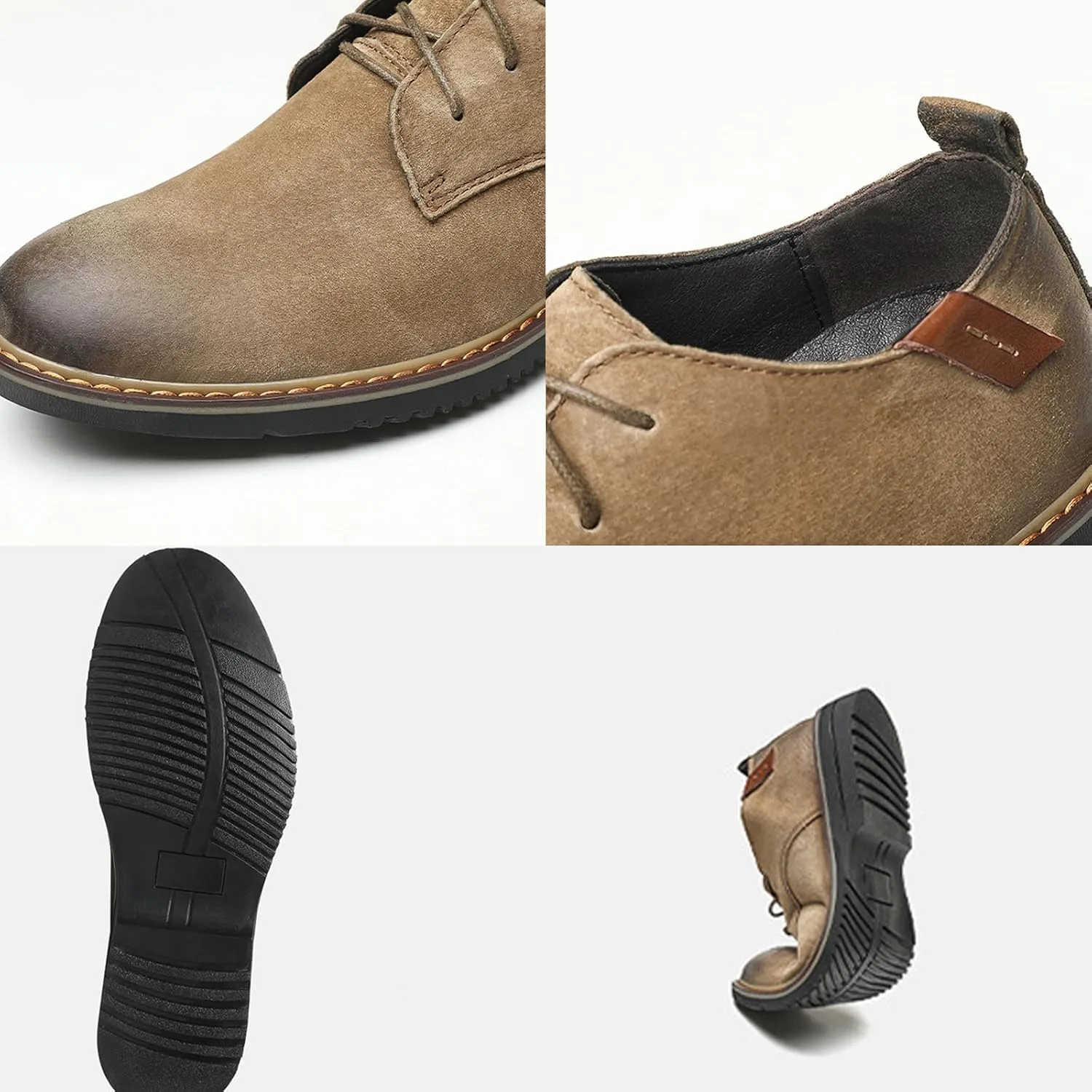 Men's Classic Lace Up Oxfords,Casual Leather Comfort Dress Shoes British Business Wing Tip Non-Slip Formal Shoes