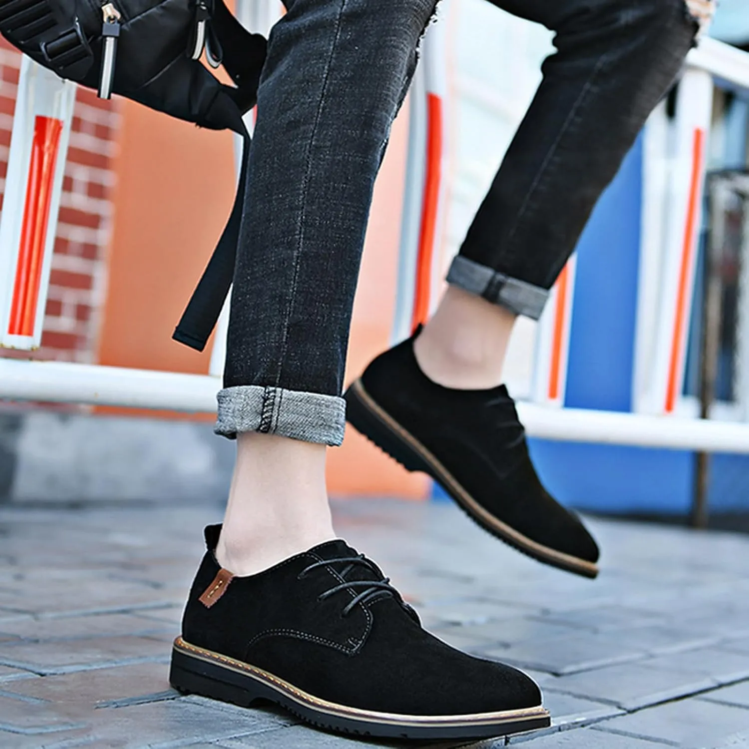 Men's Classic Lace Up Oxfords,Casual Leather Comfort Dress Shoes British Business Wing Tip Non-Slip Formal Shoes