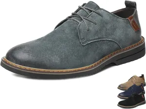 Men's Classic Lace Up Oxfords,Casual Leather Comfort Dress Shoes British Business Wing Tip Non-Slip Formal Shoes