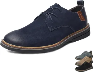 Men's Classic Lace Up Oxfords,Casual Leather Comfort Dress Shoes British Business Wing Tip Non-Slip Formal Shoes