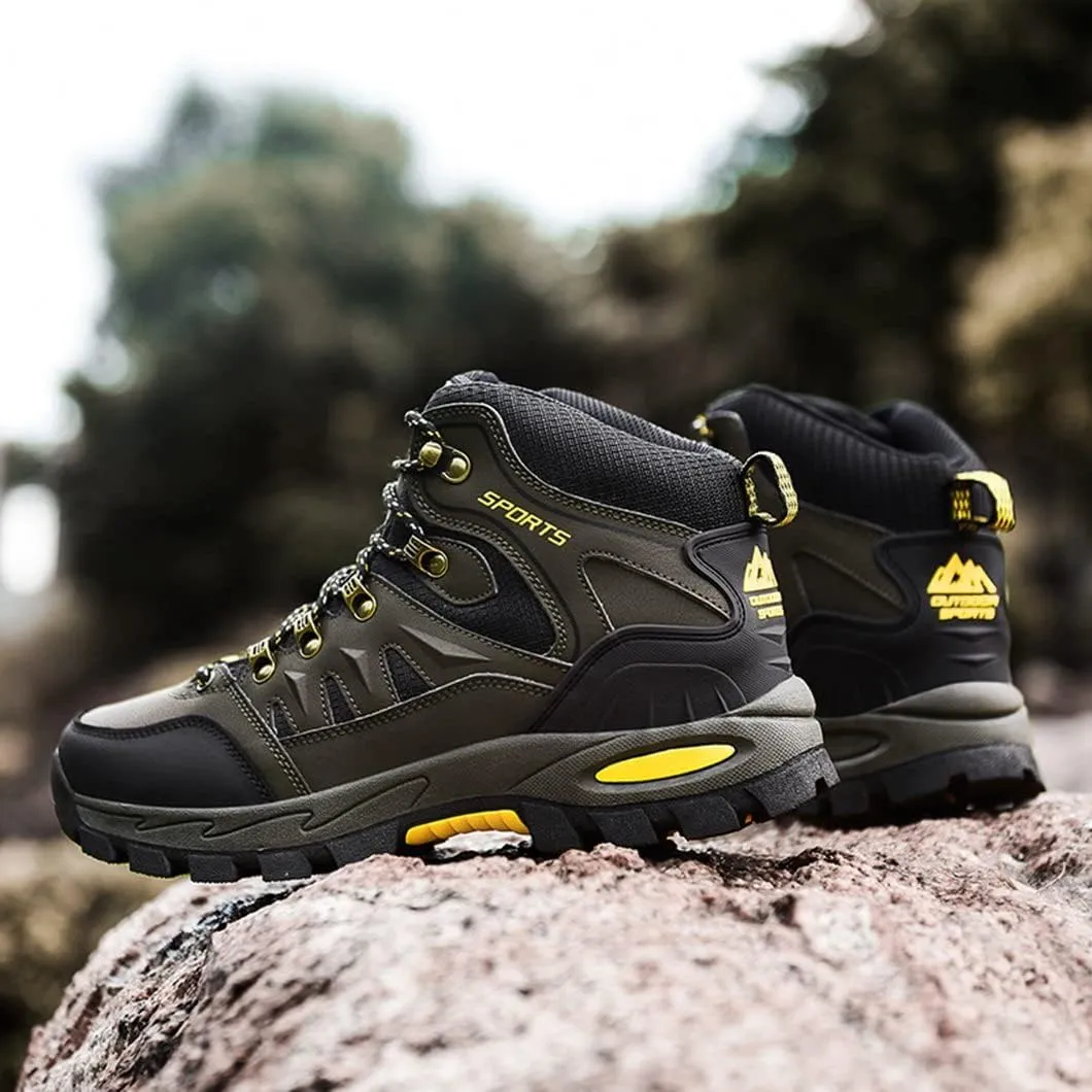 Mens Hiking Boots Non-Slip Outdoor Mid Top Ankle Boot Breathable Hiker Camping Trekking Shoes