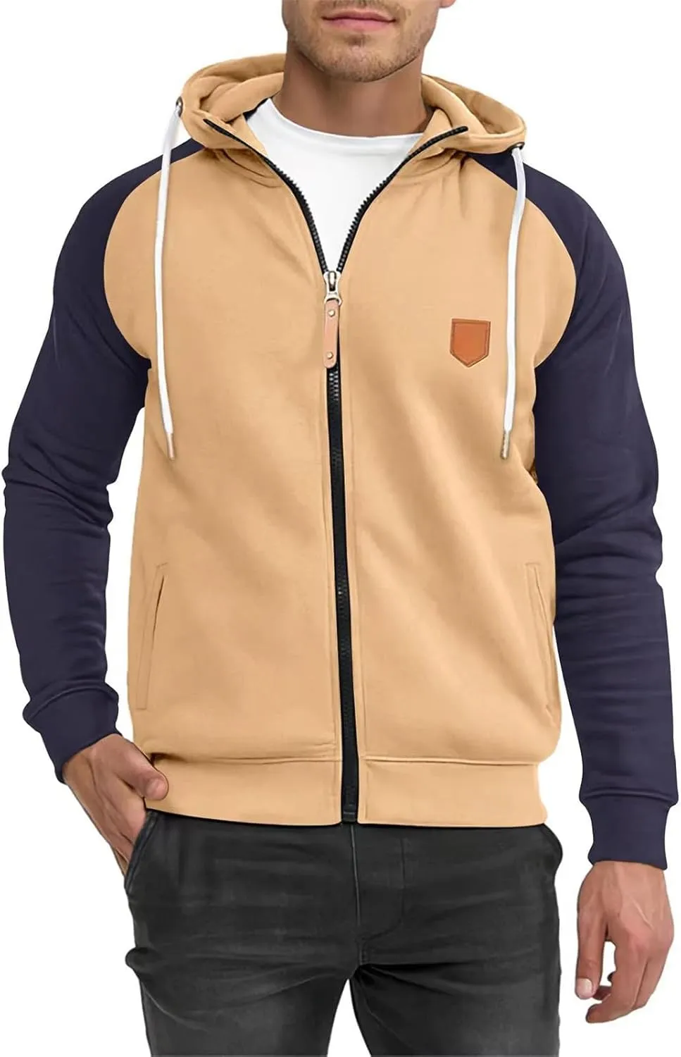 Men's Hoodies Fashion Hooded Sweatshirts Training Long Sleeve Hoodies Casual Zip Up Hoodies Fall Pullover