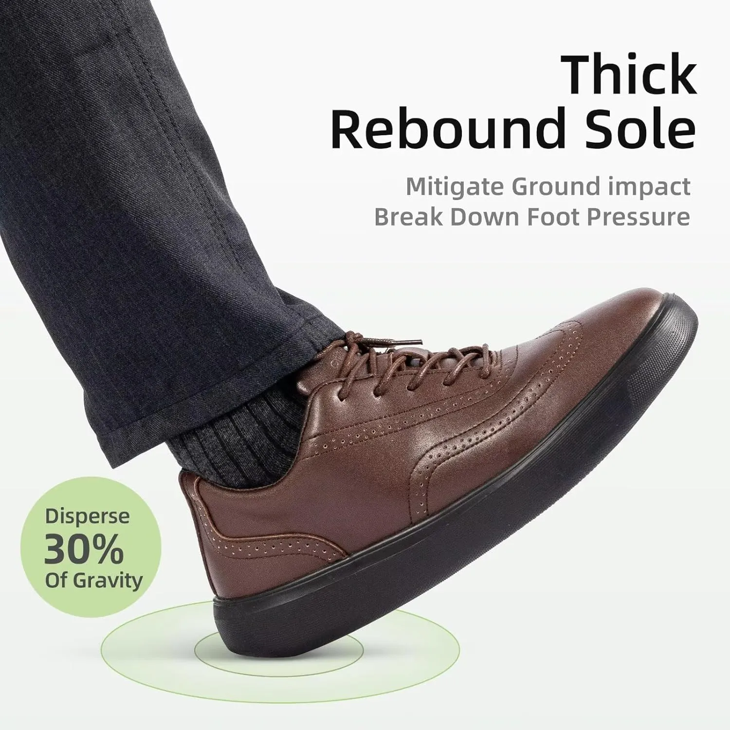 Men's Orthopedic Leather Dress Walking Shoes: Comfortable Plantar Fasciitis Oxford with Arch Support, Orthotic Casual Business Flat Feet Work Shoes for Foot and Heel Pain Relief