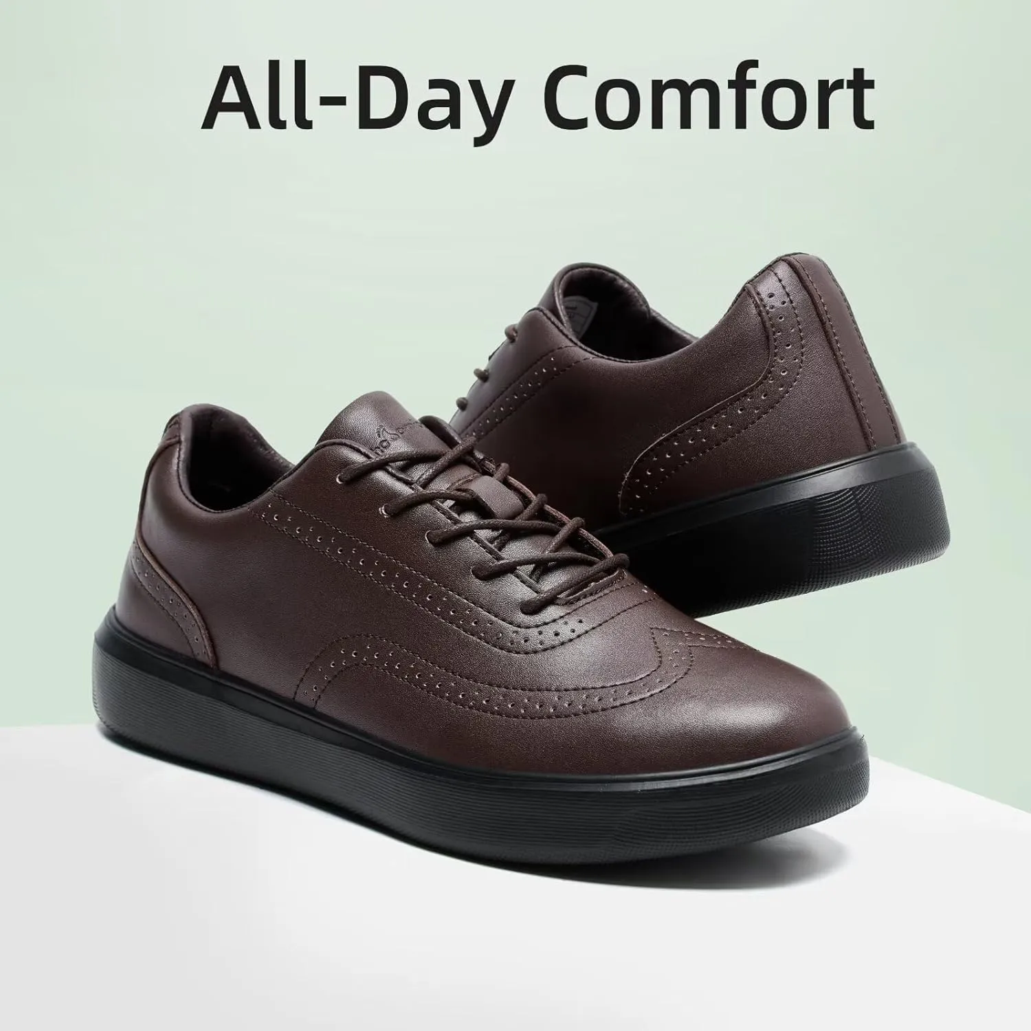Men's Orthopedic Leather Dress Walking Shoes: Comfortable Plantar Fasciitis Oxford with Arch Support, Orthotic Casual Business Flat Feet Work Shoes for Foot and Heel Pain Relief