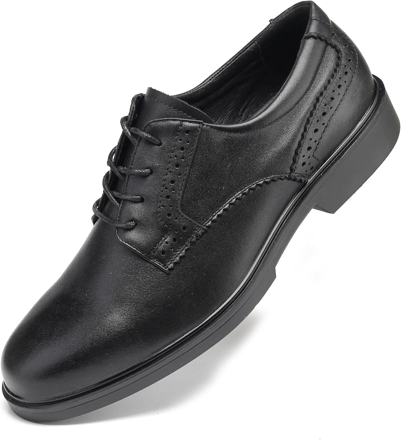 Men's Oxford Shoes Lace Up Slip Resistant Work Shoes Genuine Leather