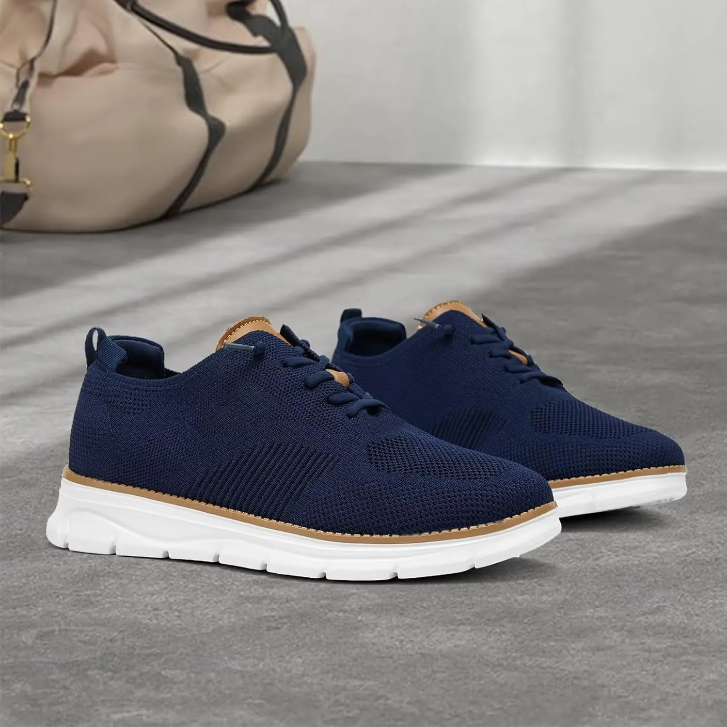 Mens Oxfords Lace-Up Lightweight Casual Walking Shoes Mesh Sneakers Dress Shoes Fashion Shoes