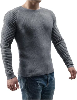 Mens T Shirts Casual Stylish Crew Neck Long Sleeve Muscle Fit Sweater Big and Tall Basic Knitted Solid Work Shirt
