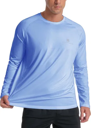 Men's UPF 50  Long Sleeve Loose-Fit Lightweight Sun Protection Fishing Hiking Running UV Shirt Rash Guard