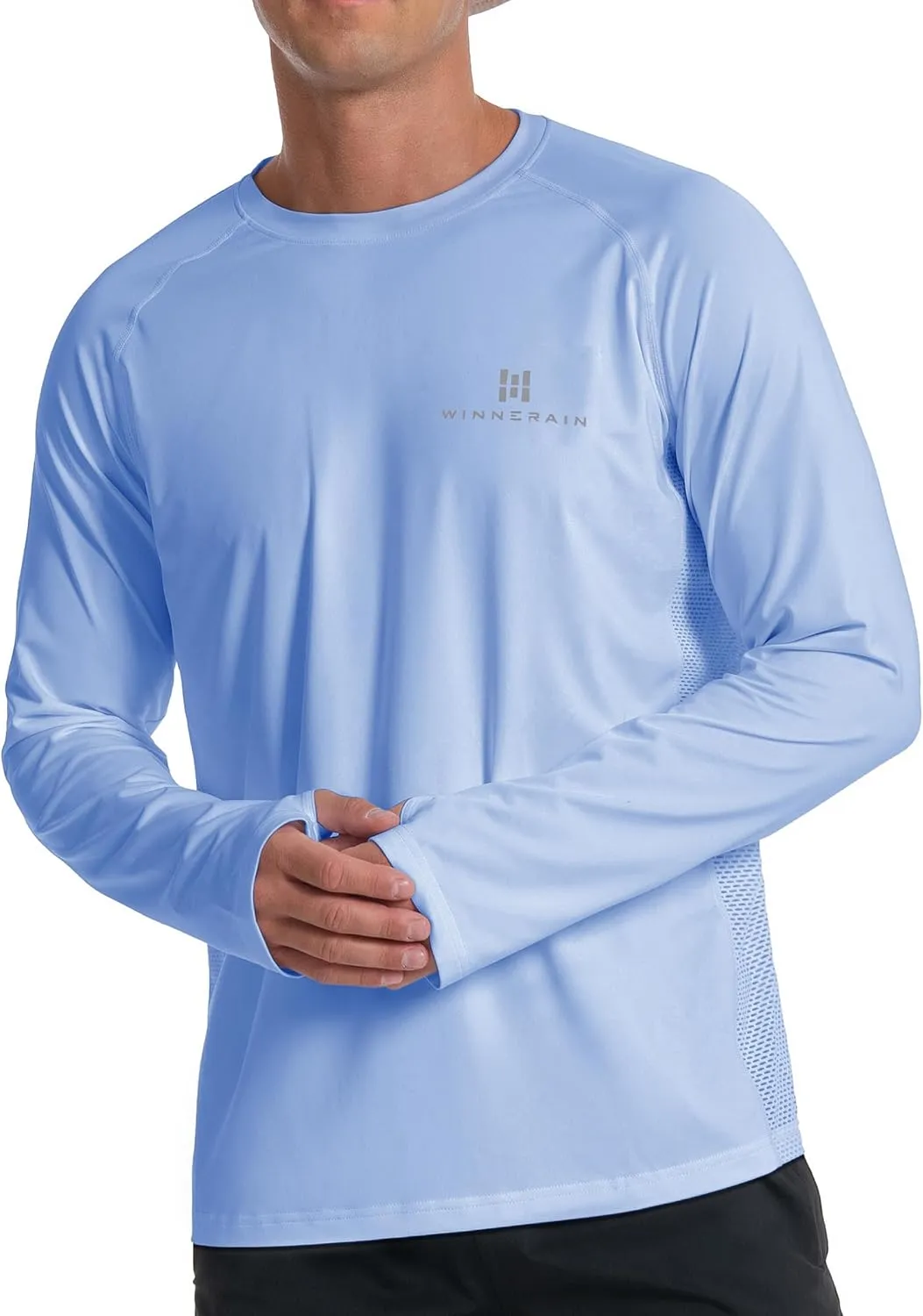 Men's UPF 50  Long Sleeve Loose-Fit Lightweight Sun Protection Fishing Hiking Running UV Shirt Rash Guard