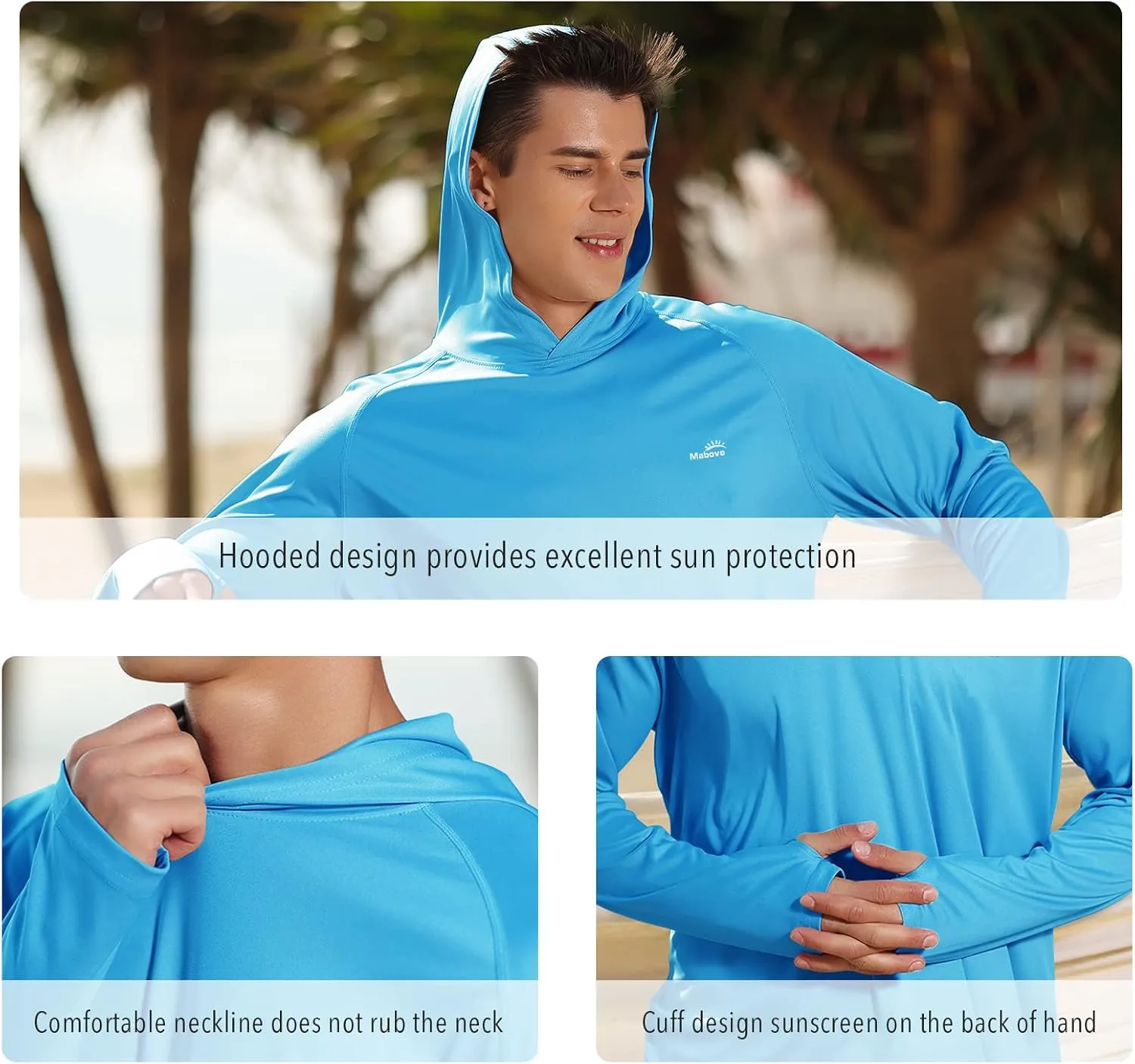 Men's UPF 50  Long Sleeve Sun Shirts UV Protection Hoodie Rash Guard Hiking Fishing Swim T Shirt