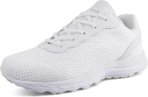 Men’s Wide Shoes for Walking Wide Width Diabetic Shoes Cushioning Road Running Shoes for Flat Feet Arch Fit Heel Pain Relief Black/White
