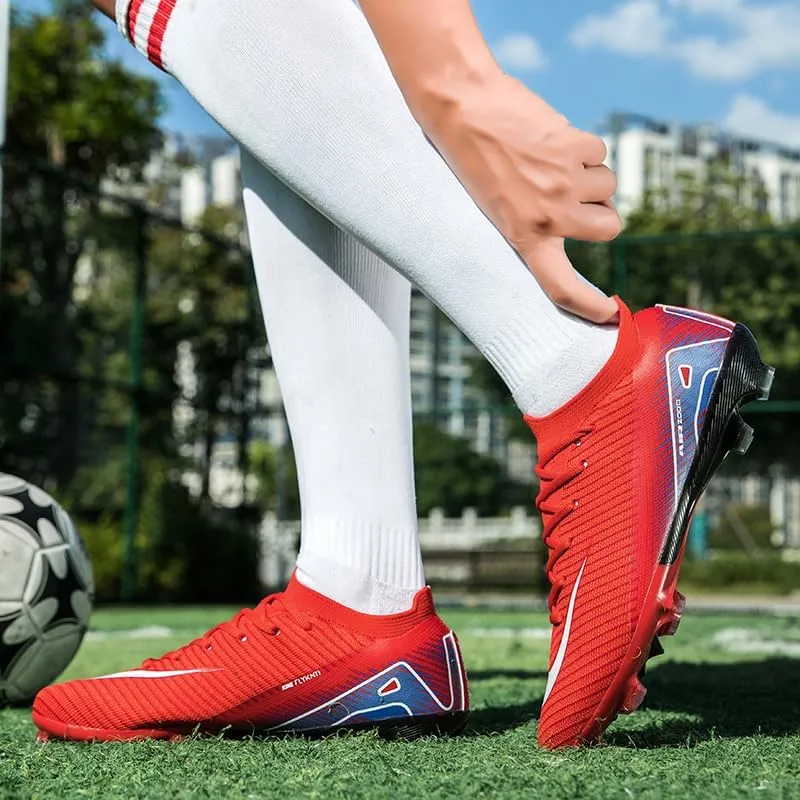 Men's Womens Soccer Shoes Football Cleats High-Tops Lace-Up Non-Slip Spikes Indoor Outdoor Sports Athletic Baseball Lacrosse Sneaker