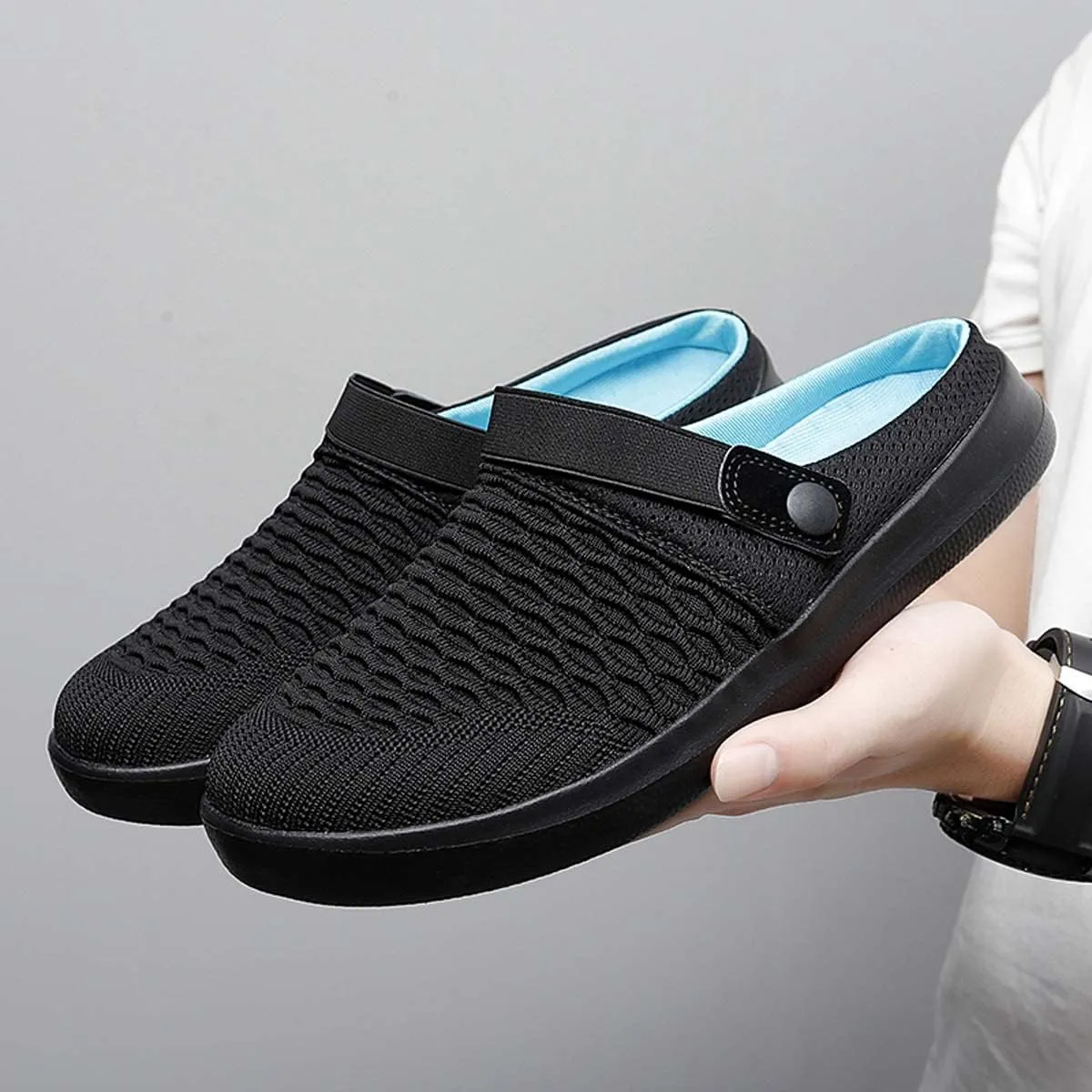 Men's Women's Summer Flat Sole Light Weight Breathable Mesh Quick Dry Beach Slippers Anti-Slip Garden Sandals Clogs Shoes Indoor Outdoor
