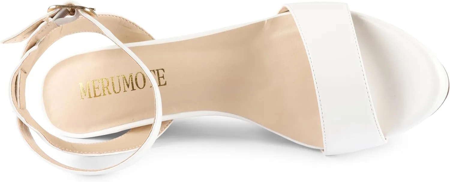 MERUMOTE Women's Fashion Platform Sandals Block Heels Wedding Summer Dress Shoes