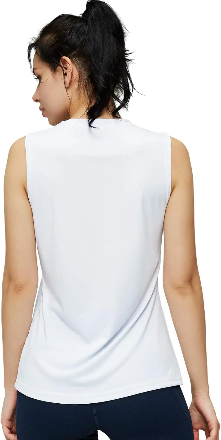 MIER Women's Sleeveless Workout Shirts UPF 50 Sun Protection Running Gym Tank Top Dry Fit Exercise Tennis Muscle Tee