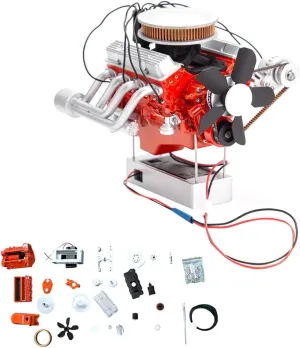 Mini V8 Engine Model Kit That Runs, 1/6 Scale 3D Printed Simulated DIY Assembly Electric V8 Internal Combustion Engine Model Kit, Build Your Own Engine Kit for Adults (50  PCS)