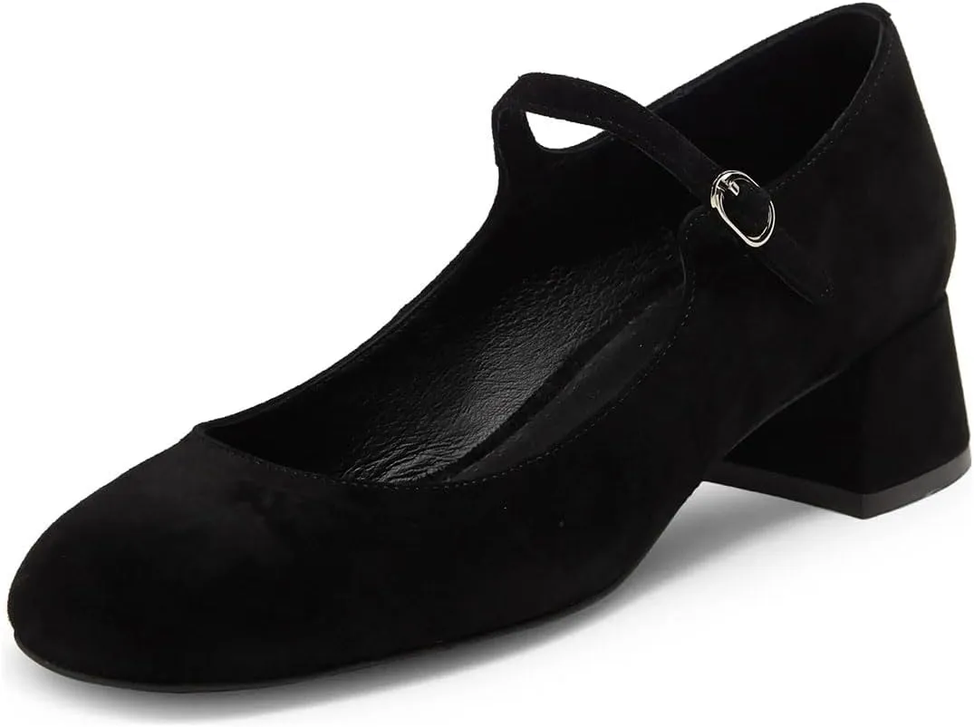 miss left Women's Classic Closed Round Toe Mary Jane Pumps Adjustable Strap Block Low Heel Cute Casual Shoes Size 4-16 US