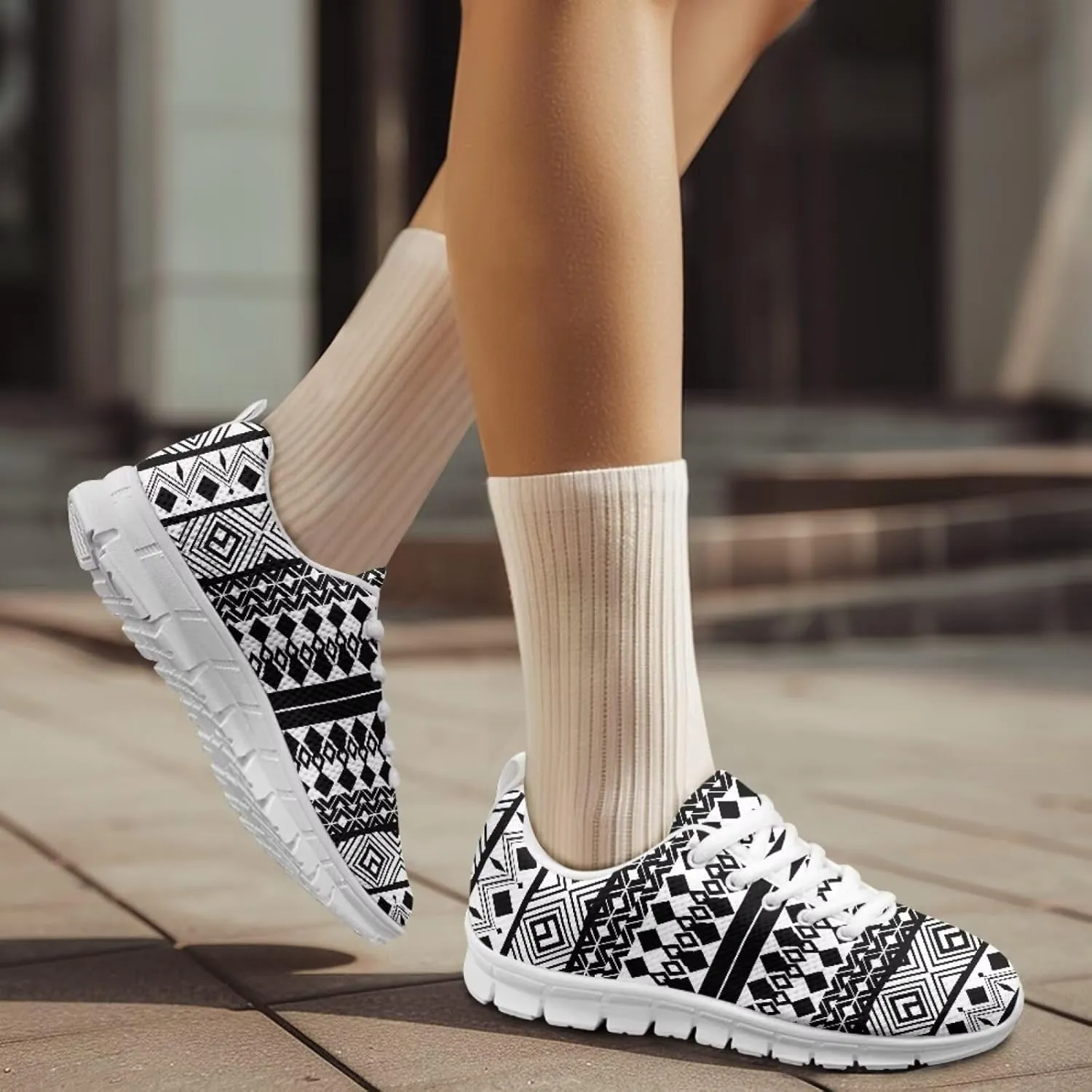 Modysero Lightweight Fashion Shoes for Women Non Slip Lace Up Shoes Soft Breathable Womens Tennis Sneakers