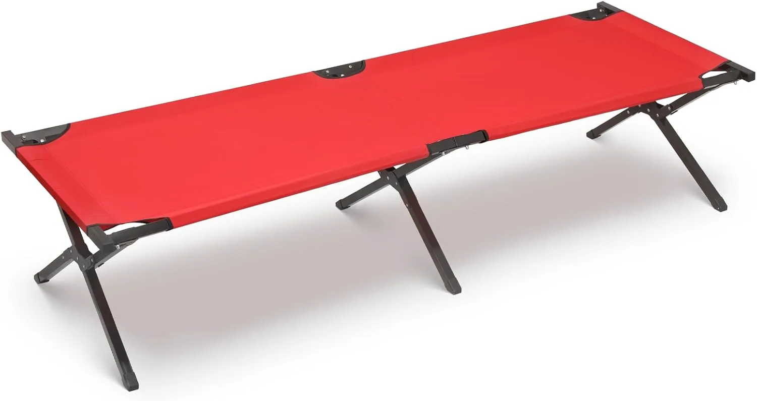 MoNiBloom Folding Camping Cot Portable Fold up Cots with Carry Bag for Sleeping Lounging Office/Home Nap Outdoor Travel, 660lbs (Max Load), Red