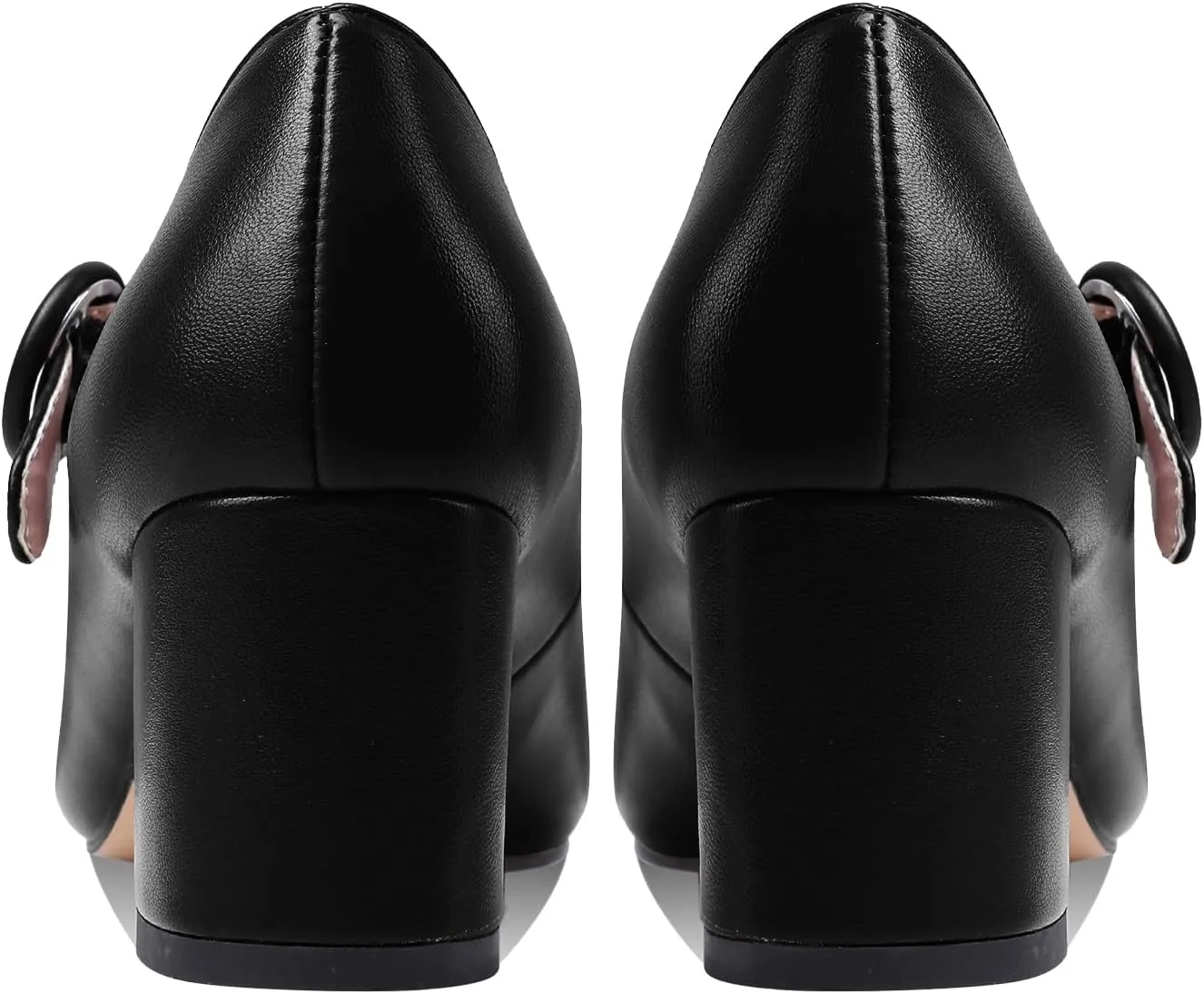 MOOMMO Women Classic Mary Jane Heels Pumps Shoes Ankle Strap Closed Round Toe Dress Sandals Chunky Block Heels Comfort Wedding Party Evening Pump Mid Heel Basic Office Work Shoes Elegant 4-11 M US