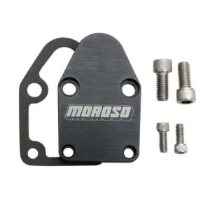 Moroso Fuel Pump Block-Off Plate Suit Small Block Chev, Black Anodised