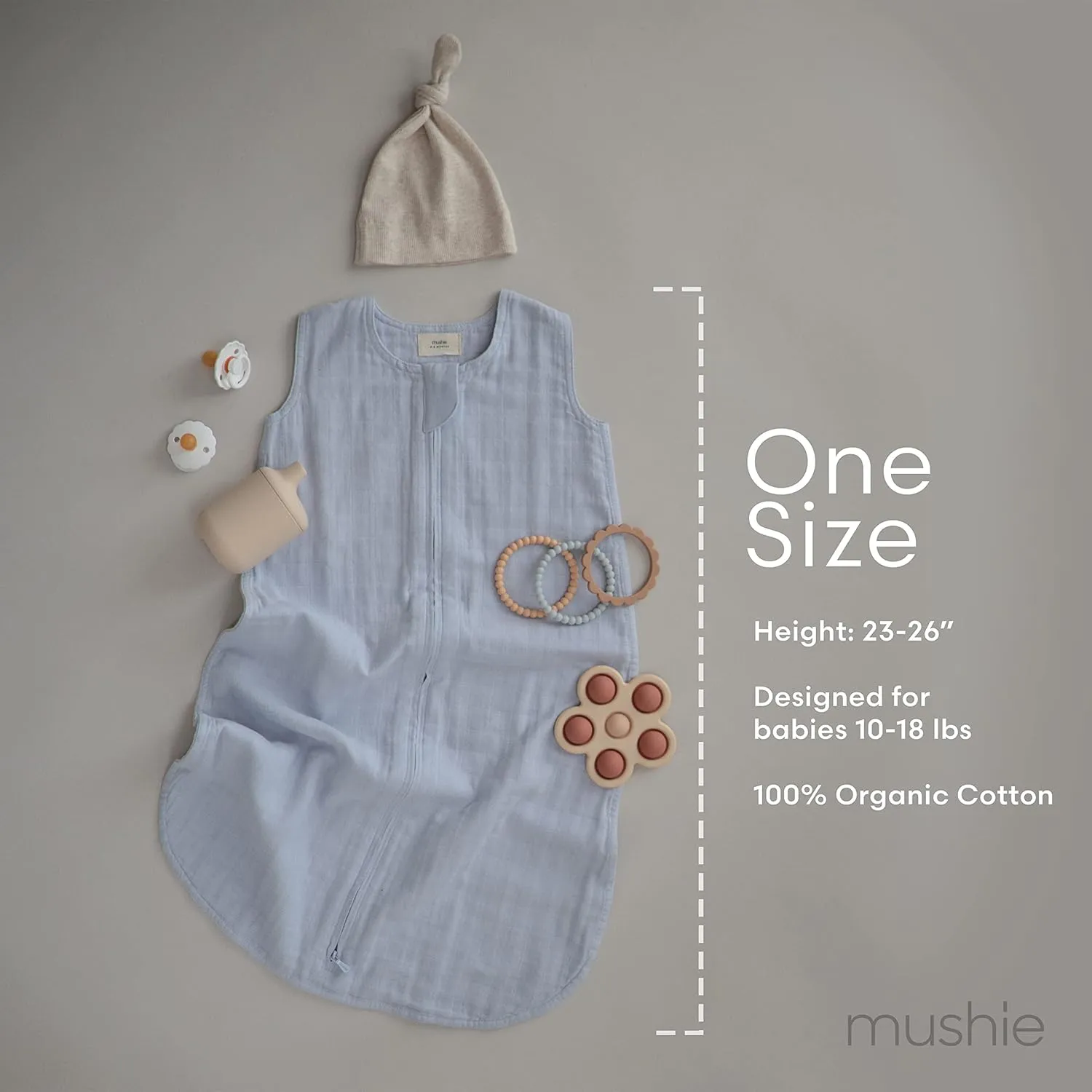 mushie Baby Wearable Blanket | 100% Organic Cotton Muslin | Sleeping Bag for Infants (Natural)