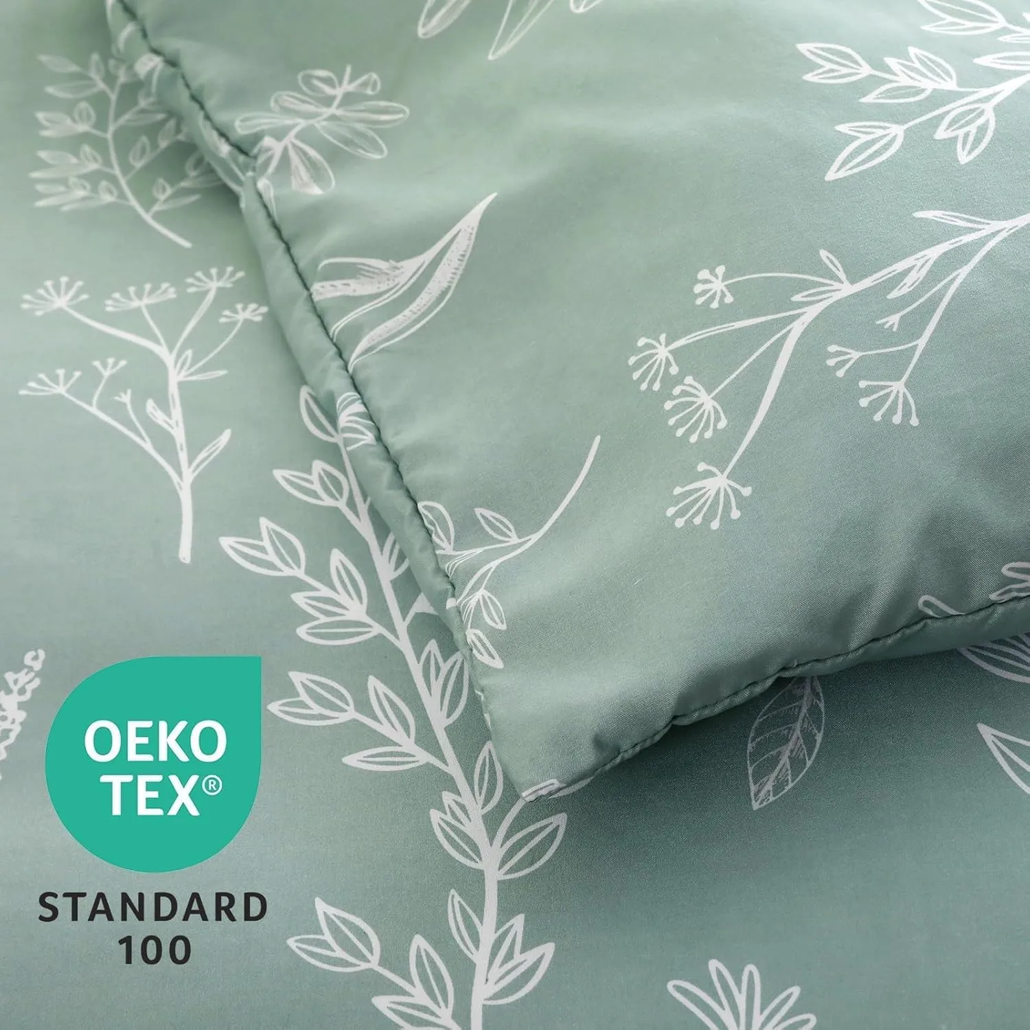 MUXHOMO Bed in a Bag Queen 7 Pieces, Sage Green Queen Comforter Set Reversible Botanical Flowers Design, Ultra Soft & Breathable Bedding Sets with Comforter, Sheets, Pillowcases & Shams